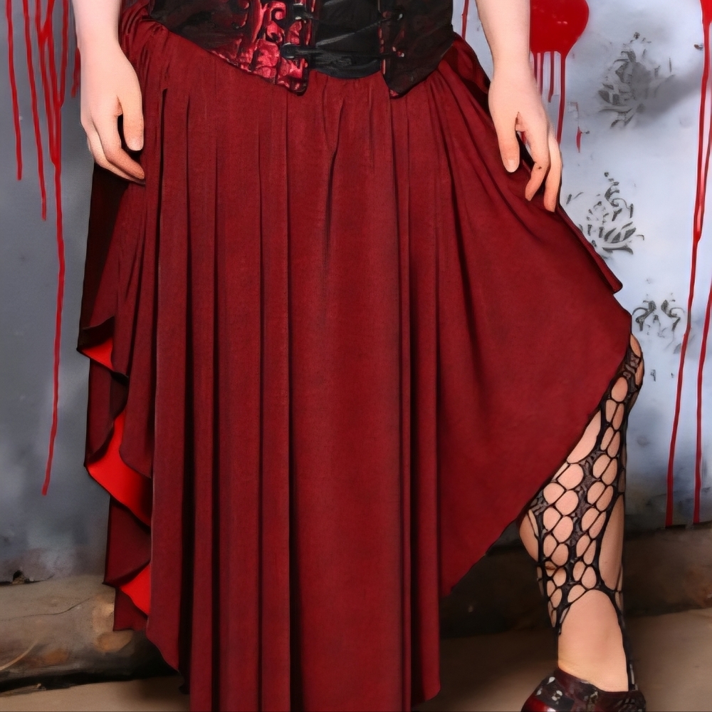 Crescent Skirt in Vintage Ruby Spandex - The Cask and Casket Collection